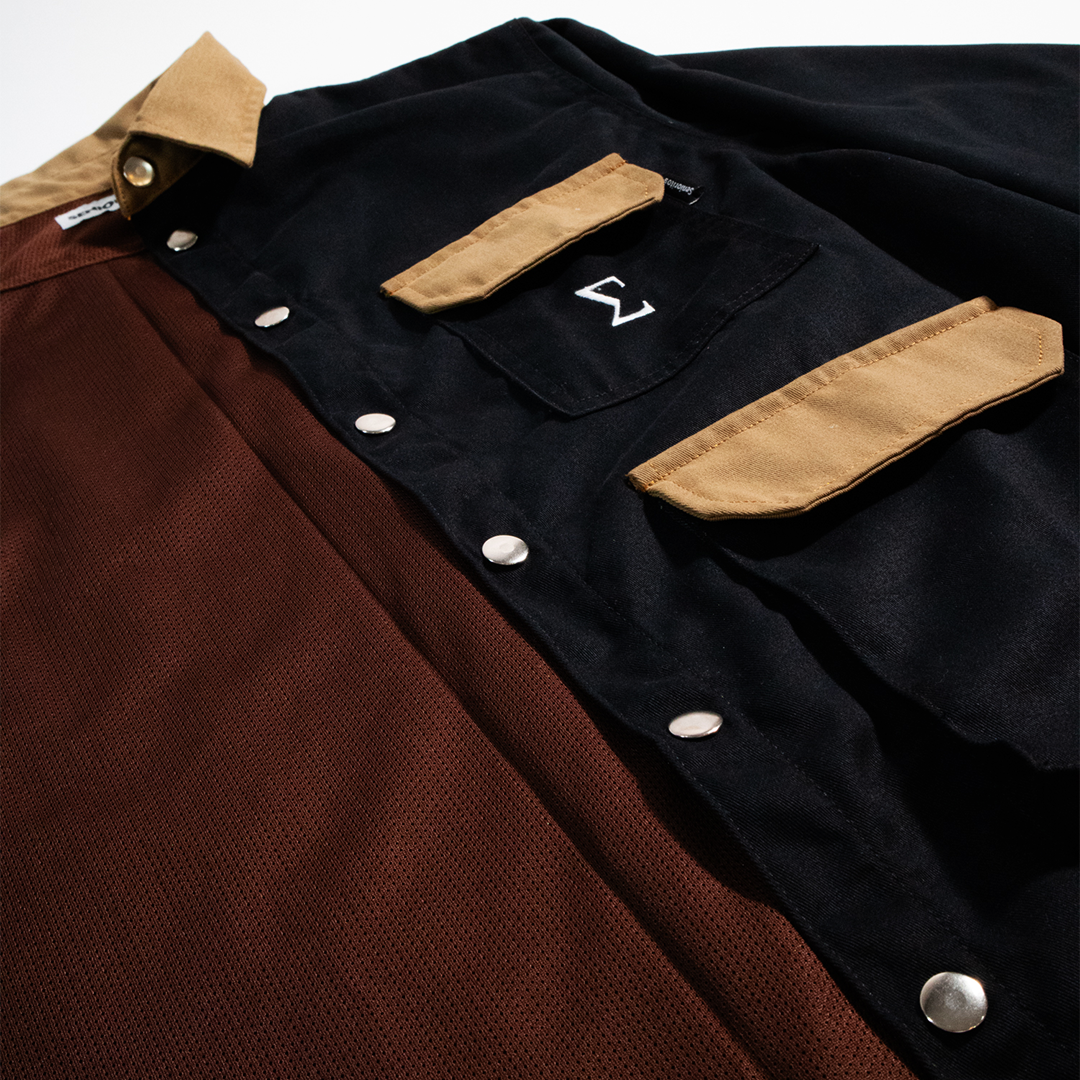 SIGMA SNAP BUTTON DOWN COLLARED JACKET 01 | BLACK