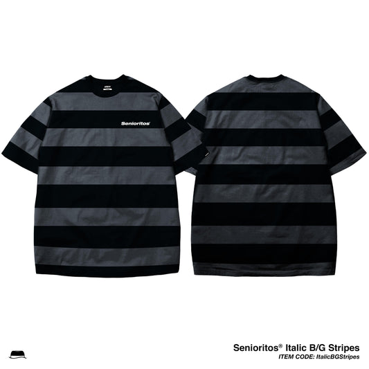 ITALIC STRIPES TEE (BOX FIT) | BLACK/GREY