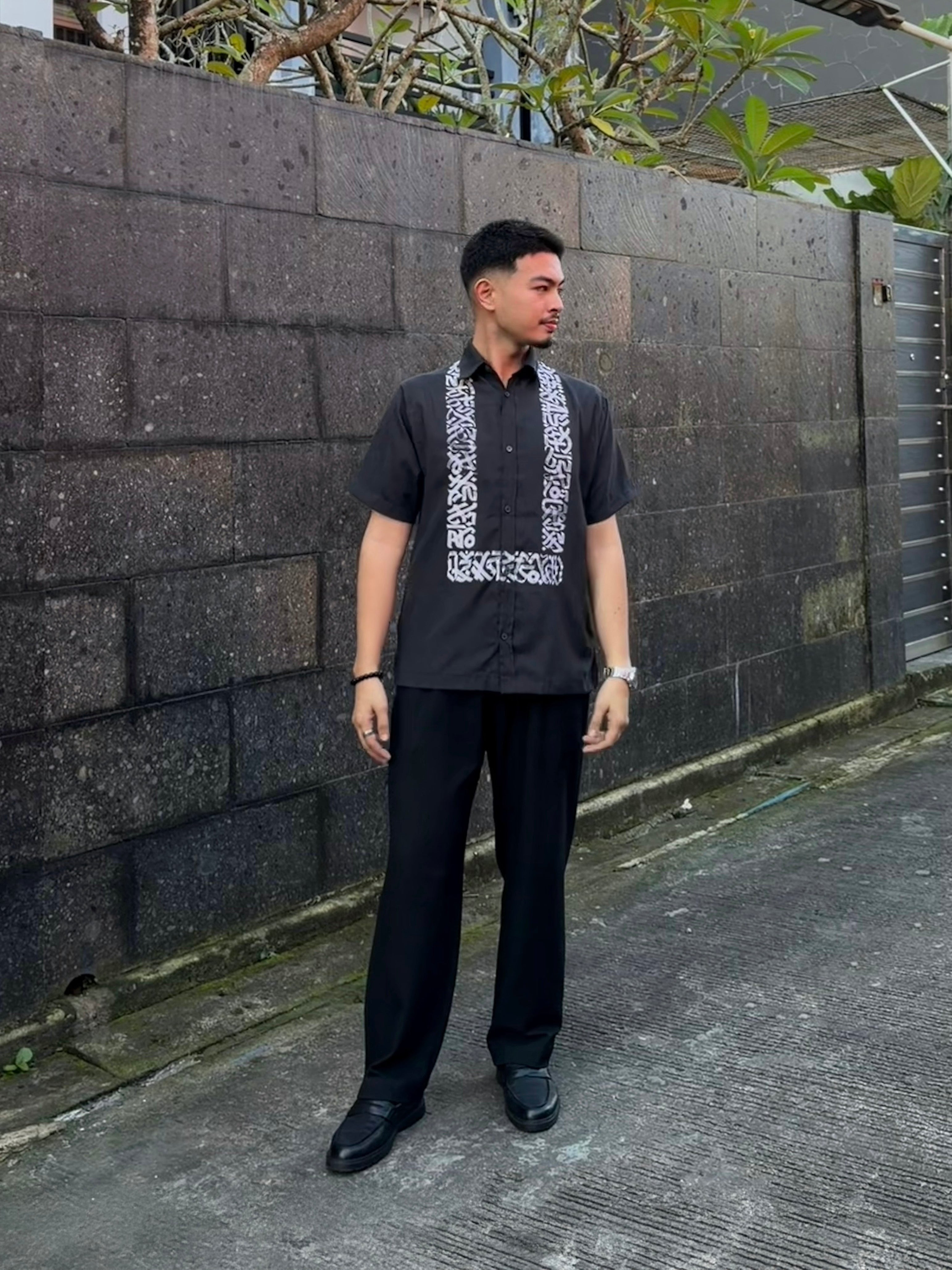 CALLIGRAFFITI BUTTON DOWN POLO 01 | MATTE BLACK