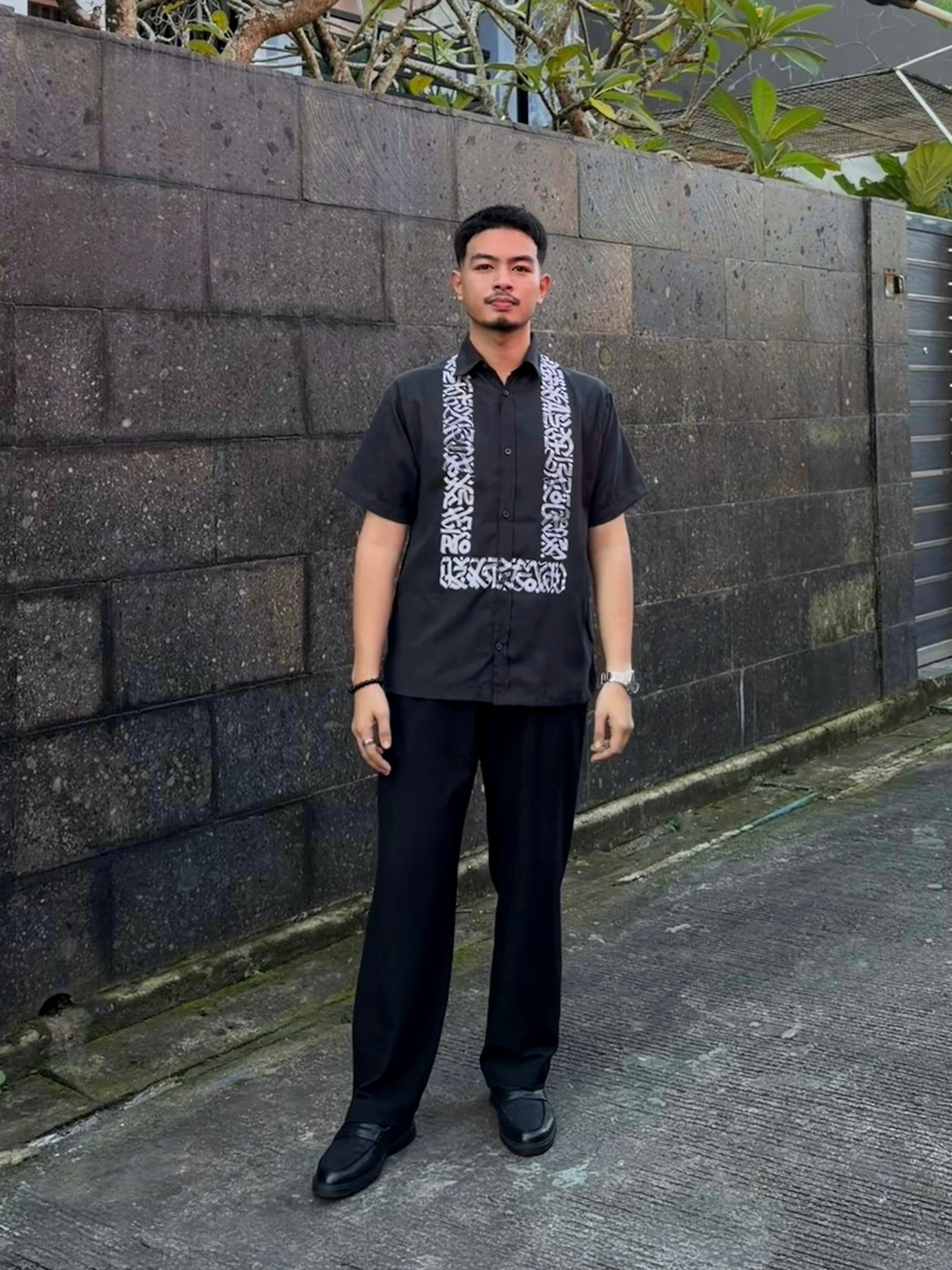 CALLIGRAFFITI BUTTON DOWN POLO 01 | MATTE BLACK