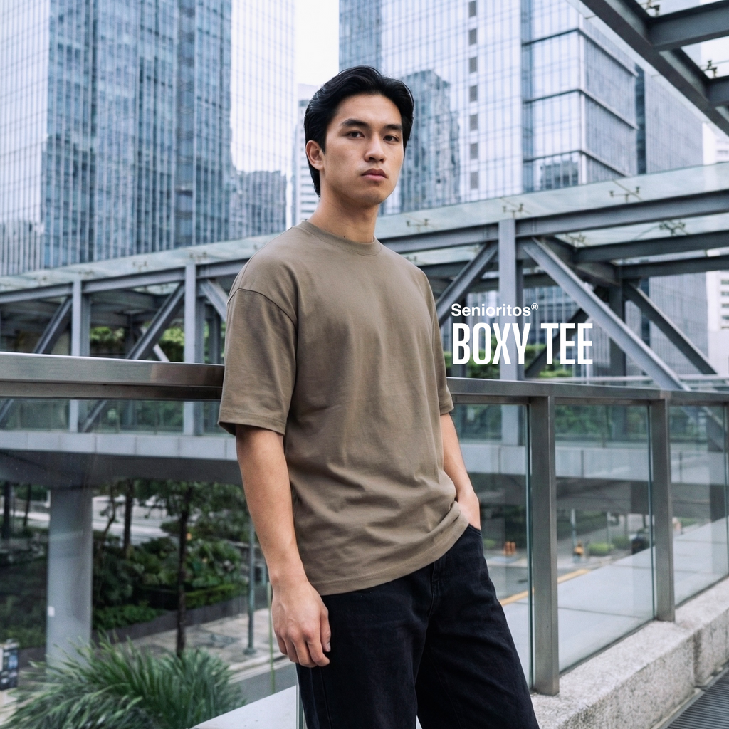 BOXY PLAIN TEE | KHAKI