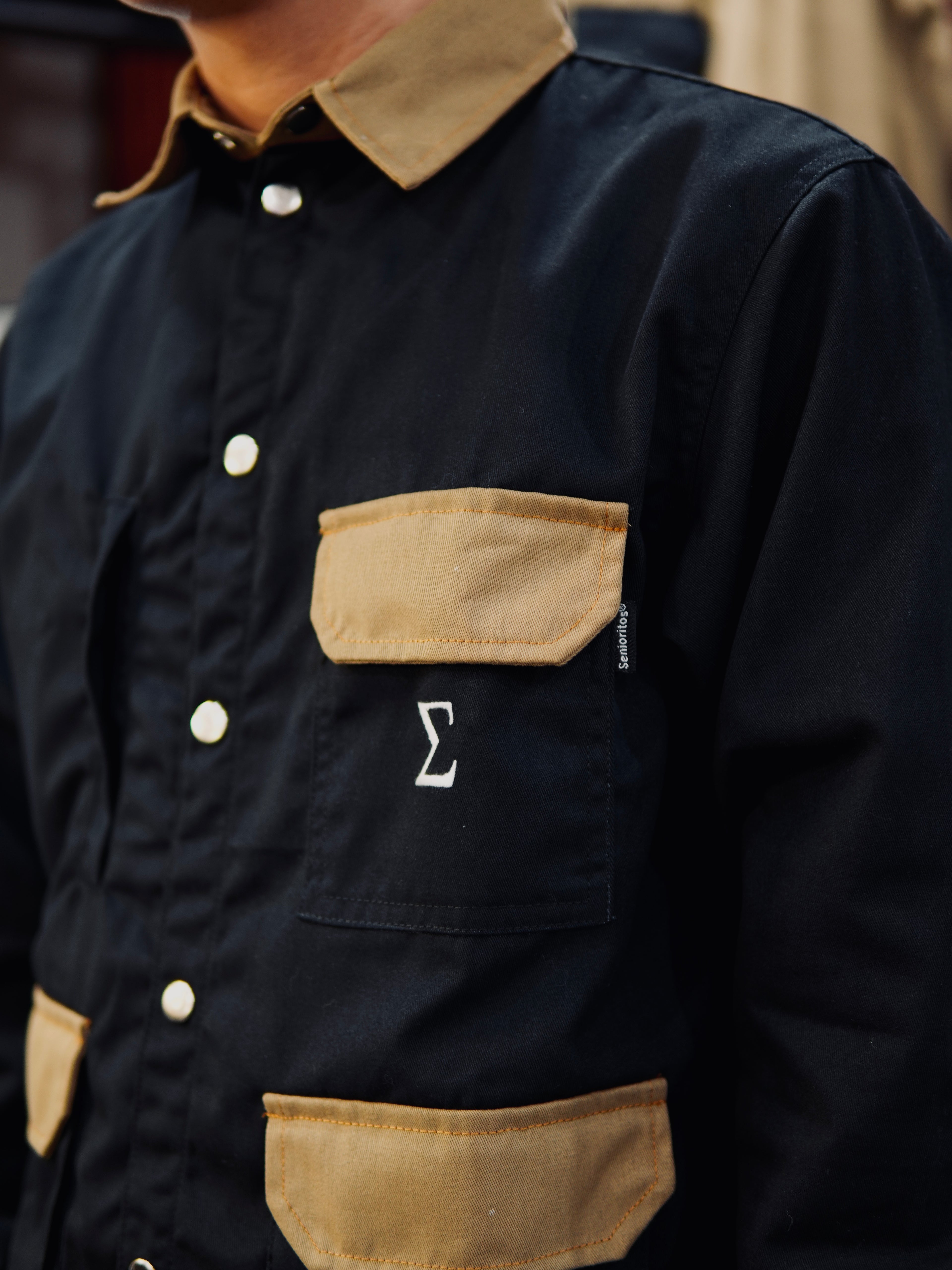 SIGMA SNAP BUTTON DOWN COLLARED JACKET 01 | BLACK