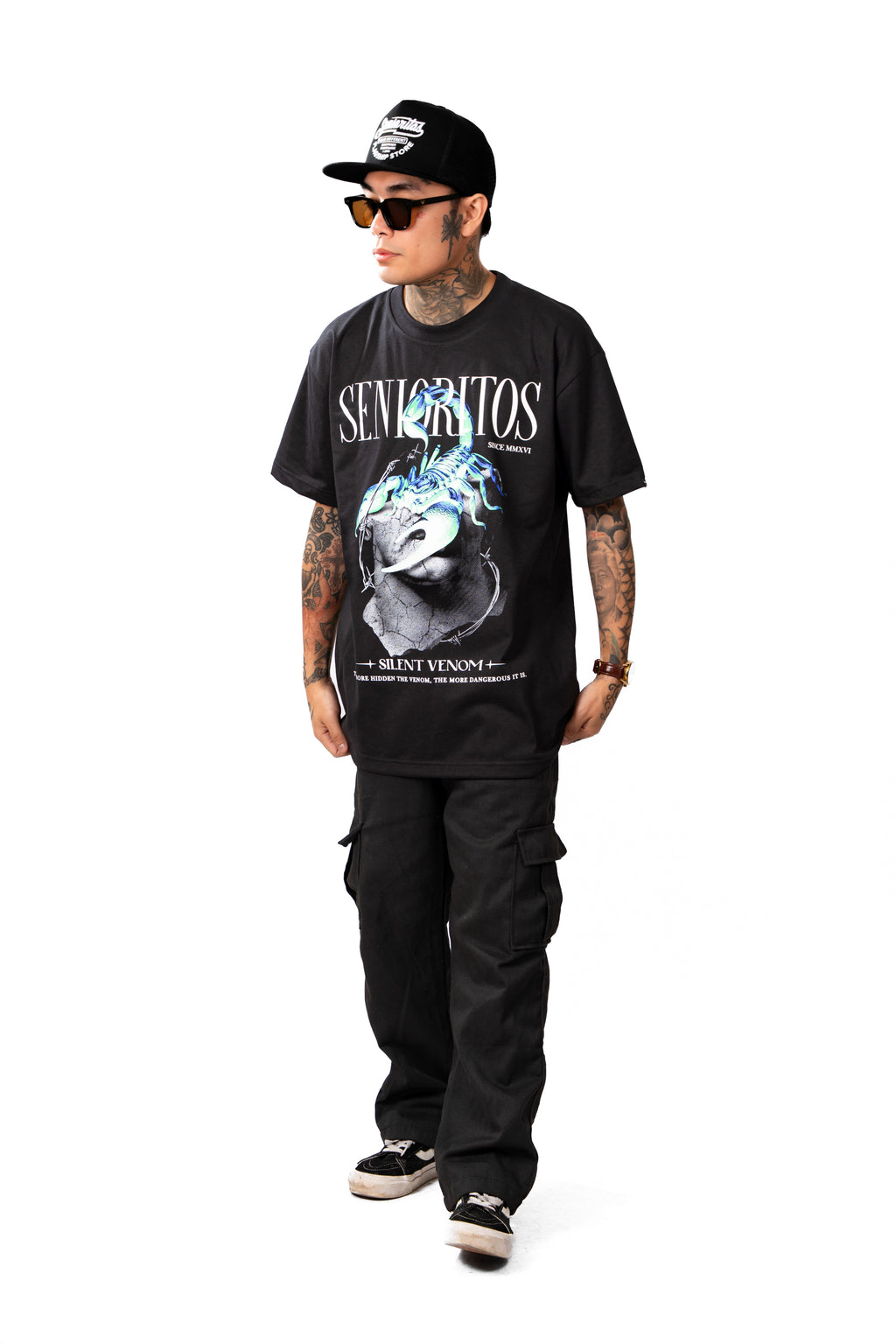 SILENT VENOM (SCORPION) TEE | BLACK