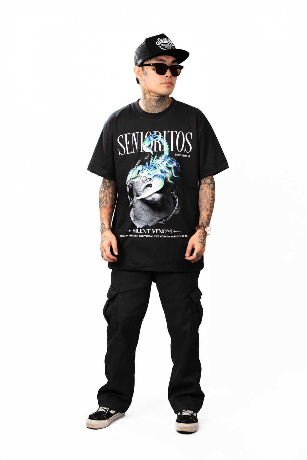 SILENT VENOM (SCORPION) TEE | BLACK