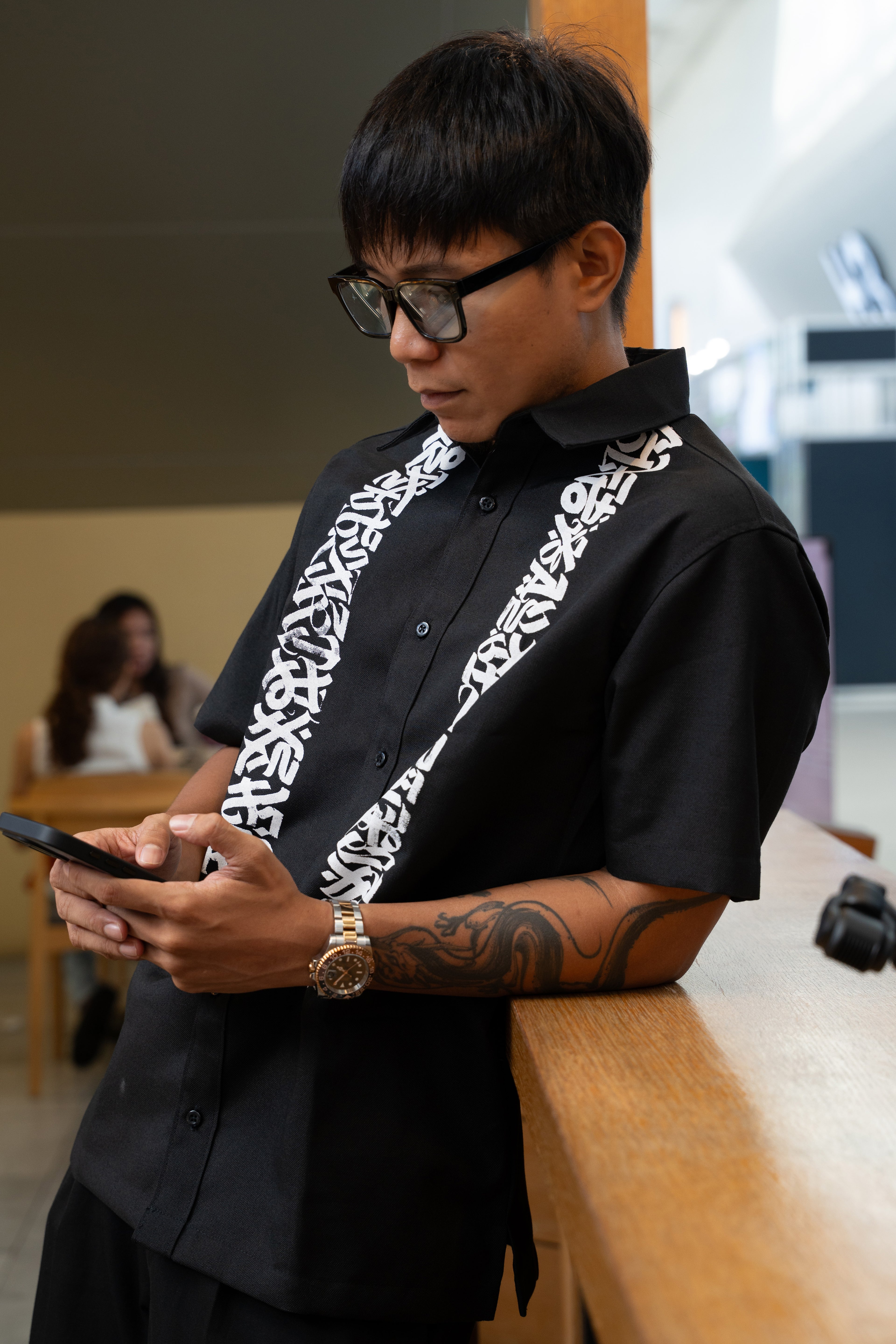 CALLIGRAFFITI BUTTON DOWN POLO 01 | MATTE BLACK