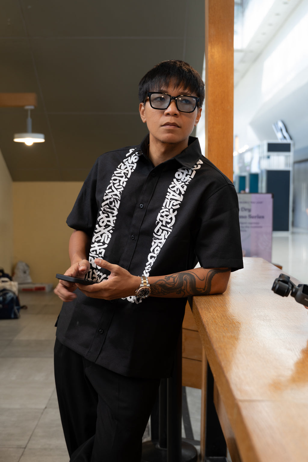 CALLIGRAFFITI BUTTON DOWN POLO 01 | MATTE BLACK