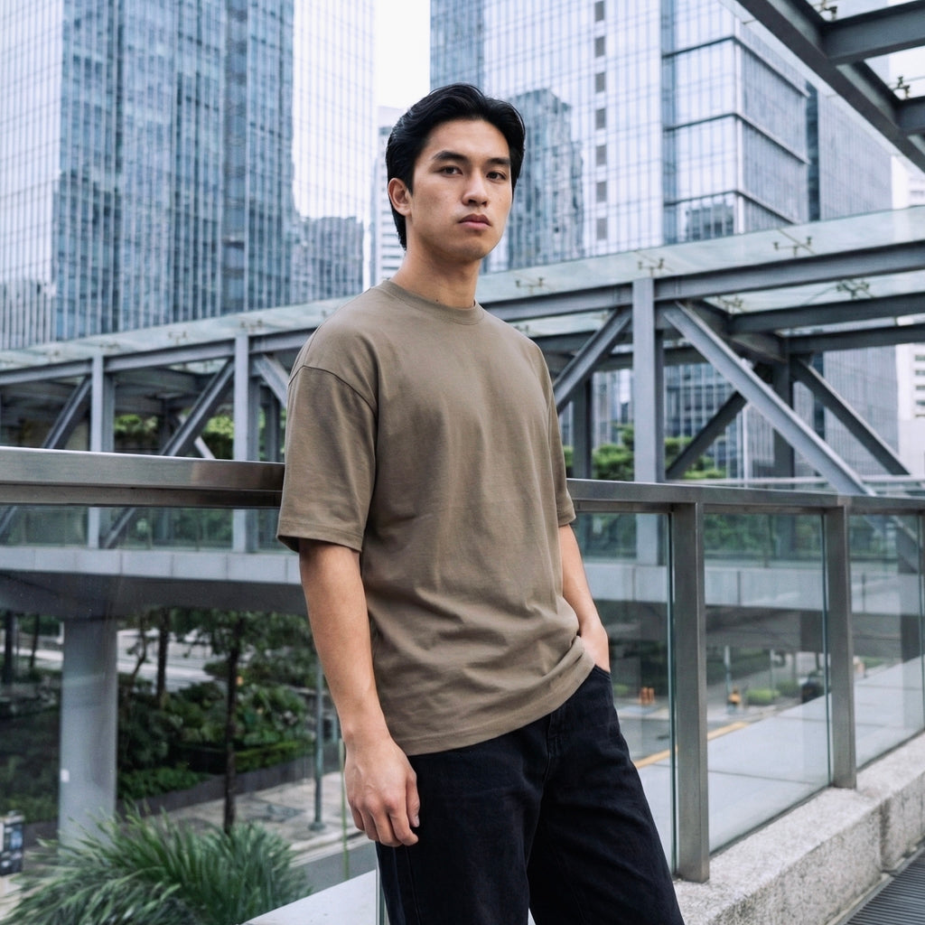 BOXY PLAIN TEE | KHAKI