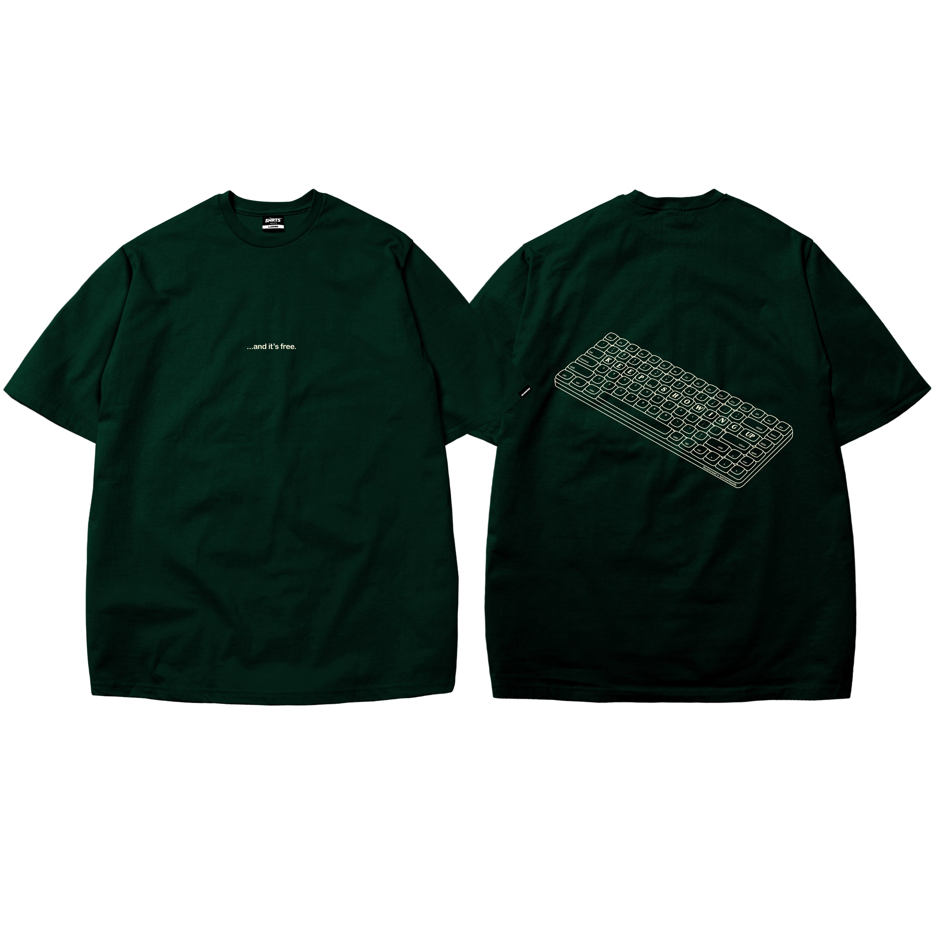 KEEP SHOWING UP REGULAR TEE | DARK GREEN | DUEKNEELxSENIORITOS® COLLABORATION