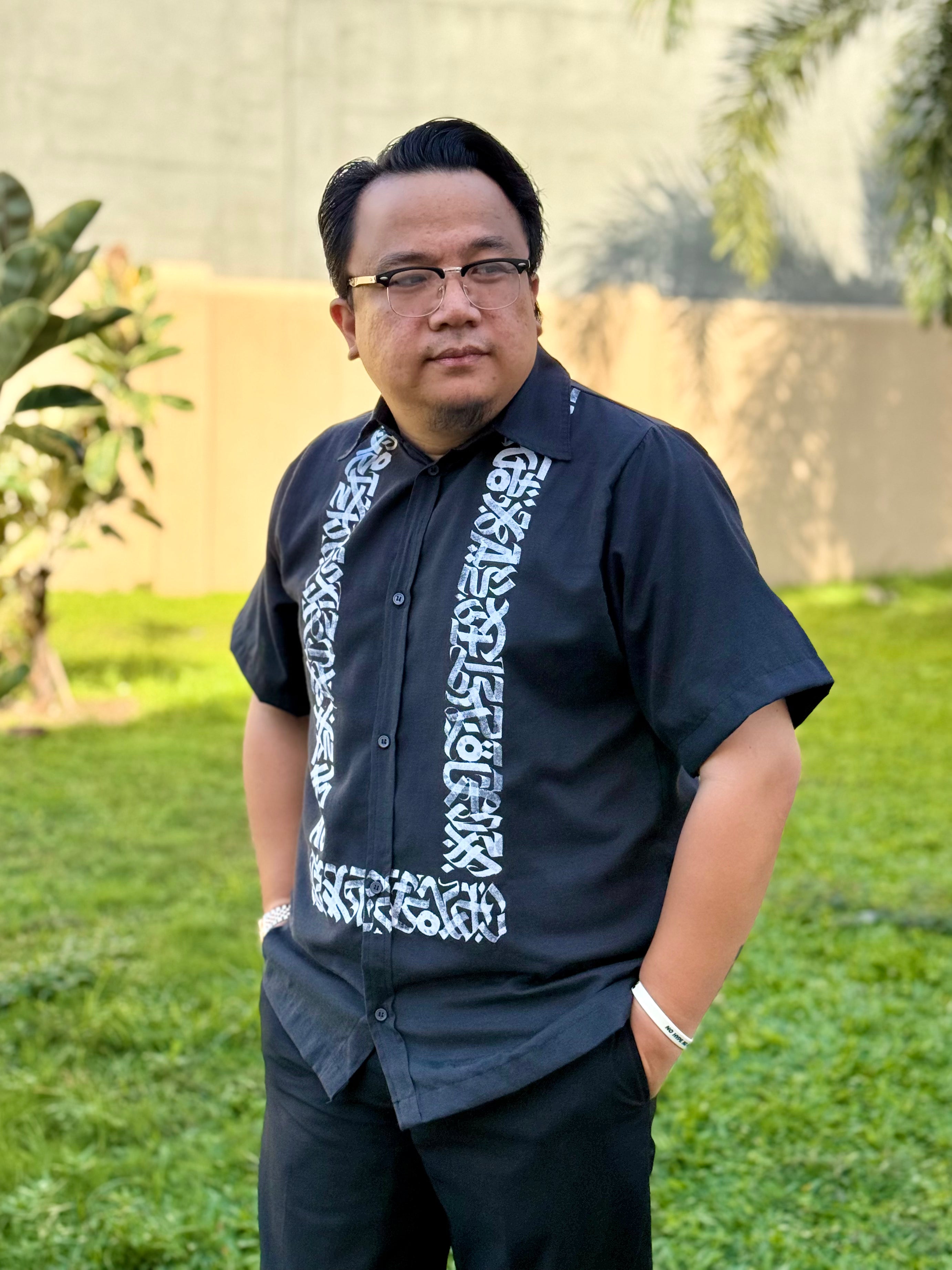 CALLIGRAFFITI BUTTON DOWN POLO 01 | MATTE BLACK